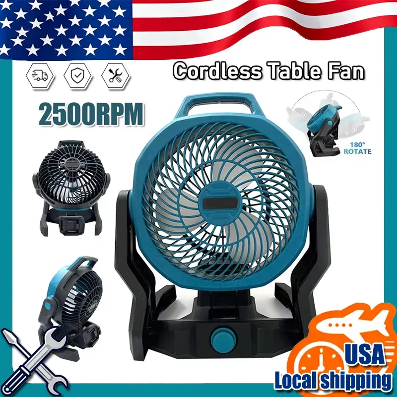 

Подходит для беспроводного настольного вентилятора Makita, портативный вентилятор для кемпинга, 21 В, многоцелевой регулируемый напольный вентилятор с 3 скоростями и питанием