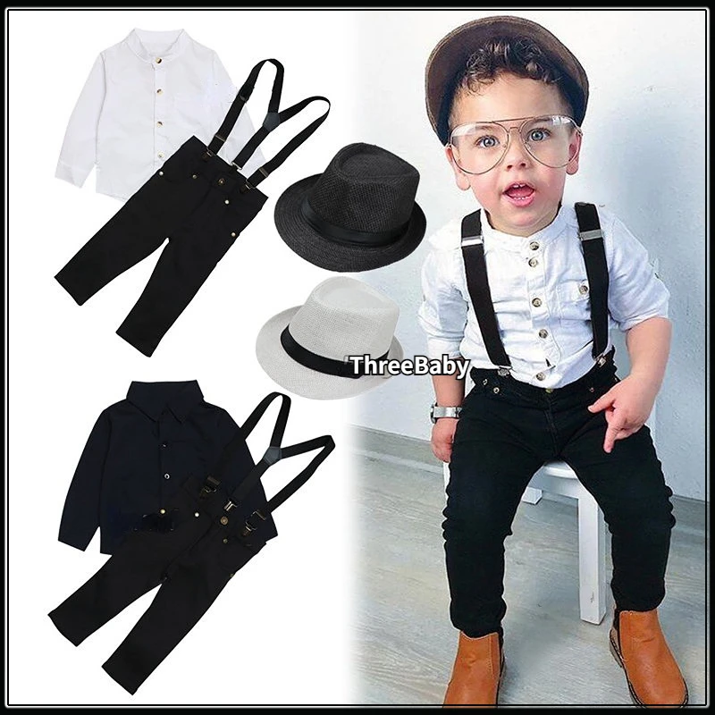 

Kids Clothes for Boys Gentleman Suits 1-6Y Polo Shirt Tops+Suspender Pants Baby Clothes Set for Wedding Party Birthday Outfit