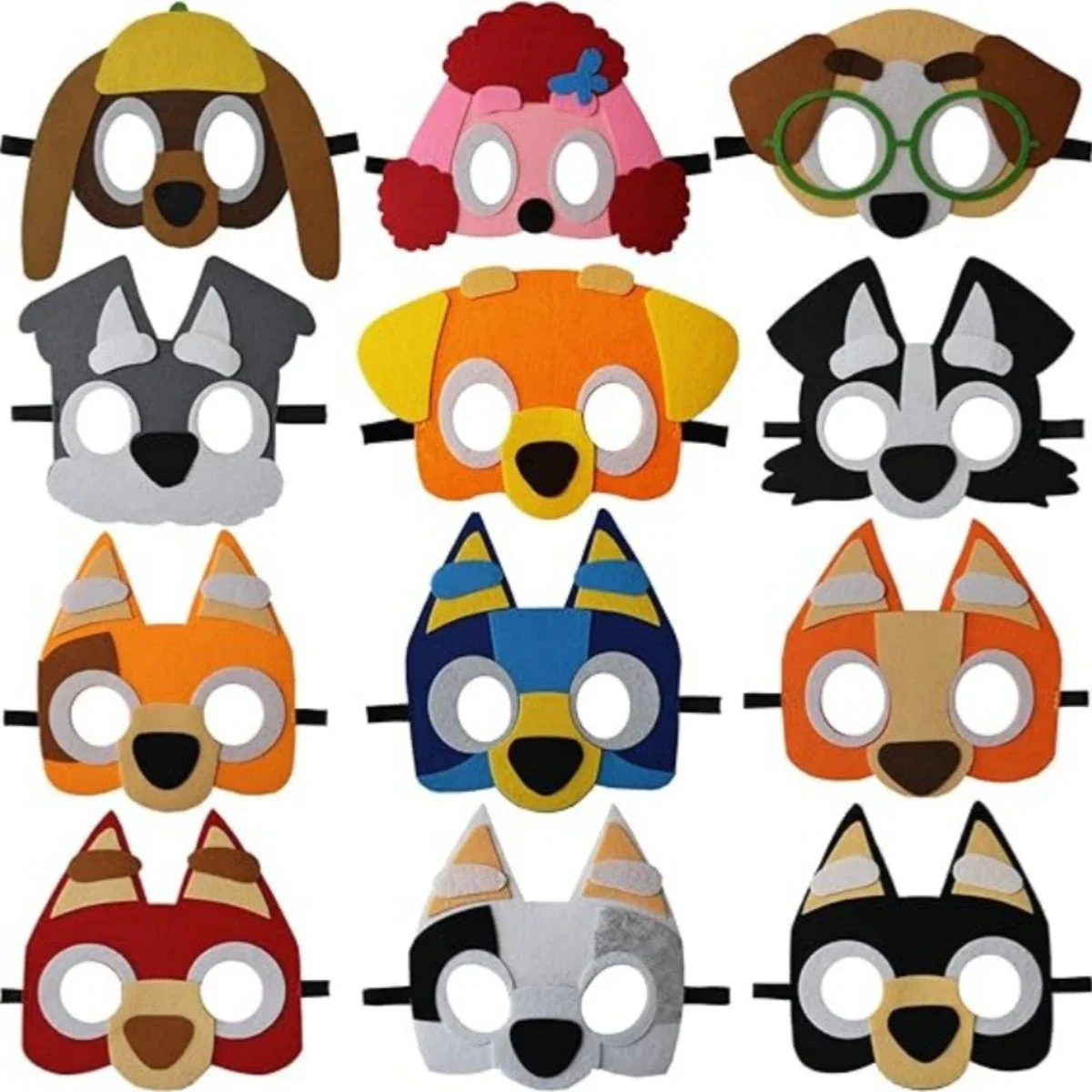 12pcs Blueyi Mask Cute Cartoon Themed Party Props Kids Anime Birthday Blindfold Ventilate Eye Masks Eye Cover Children Gifts New