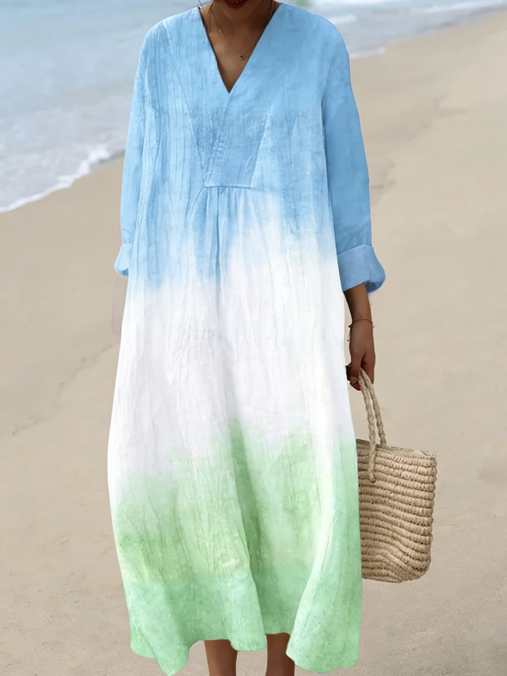 

Summer Women's Long Sleeve Dresses Elegant Casual Maxi-Length Sundresses for Women