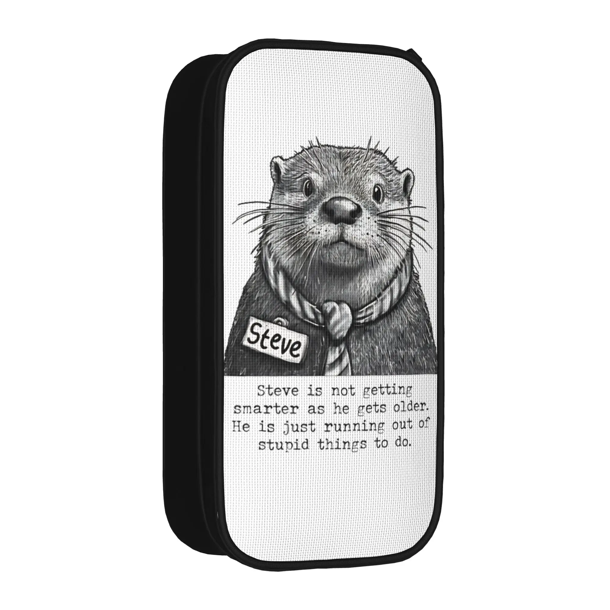 Estuche para Lápices Not Getting Smarter Steve Otter, Estuche Clásico para Lápices, Bolsa para Estudiantes de Gran Capacidad, Estuche con Cierre para Oficina