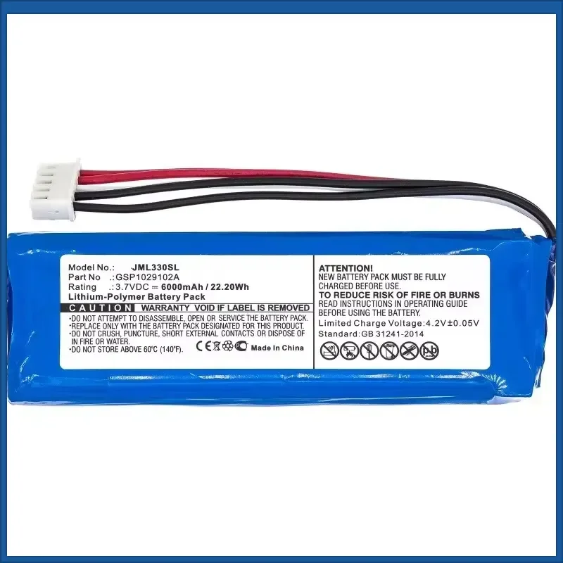 3.7V 6000mAh Battery for JBL Charge 3 GSP1029102A For Charge3 Stealth Edition Batteria High Qualty view 2
