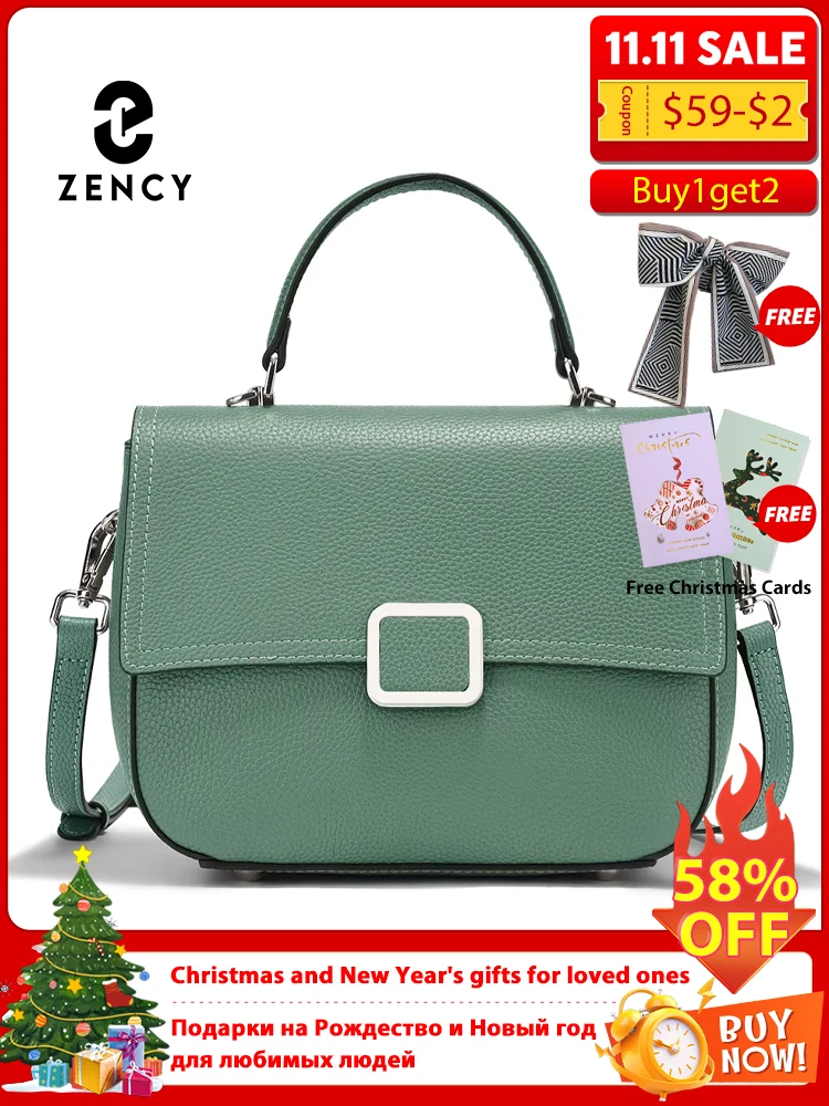 

Zency Women's Genuine Leather Square Bag Fashion Women's Crossbody Shoulder Bag Daily Casual Handbag 2025 Trendy Luxury Bags