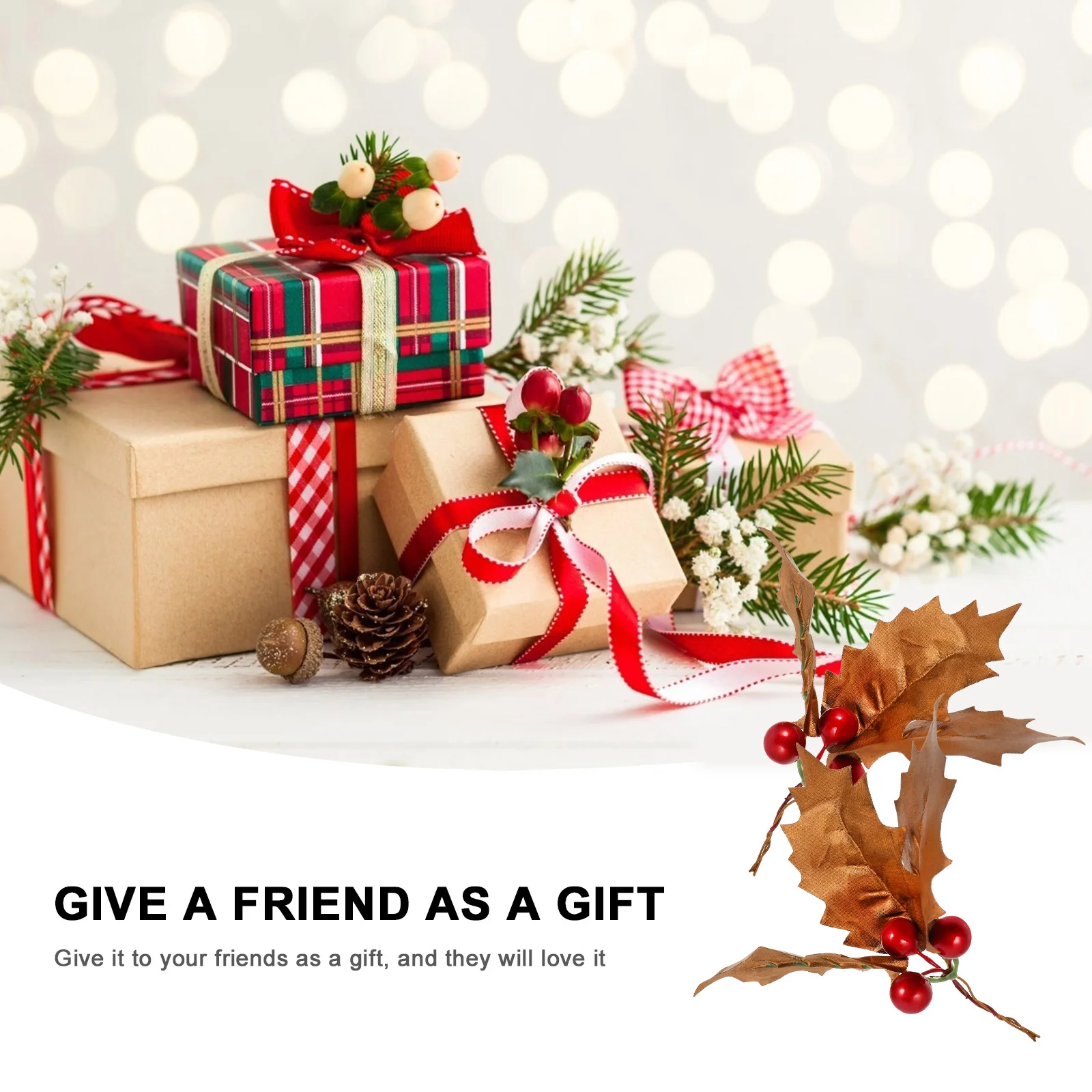 

6pcs Christmas Decor Desktop Decoration Showcase Ornament Simulation Leaf Premium Material Wedding Party Corporate Event Gift