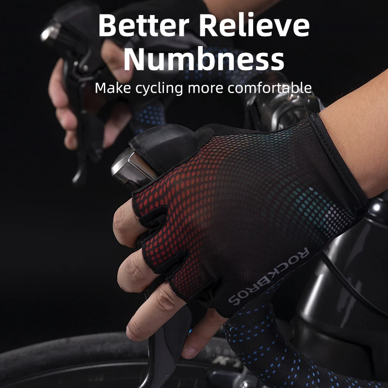 ROCKBROS Summer Cycling Gloves SBR Shockproof Short Bicycle Gloves Outdoor Sports Gloves Bike Half Finger Glove Equipment