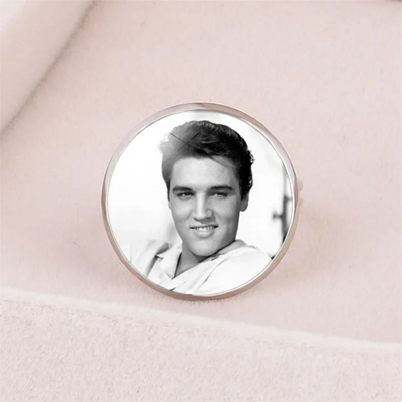 Singer Elvis Ring Pop Music Star Glass Cabochon Adjustable Rings for Women Fans Fashion Jewelry Souvenirs