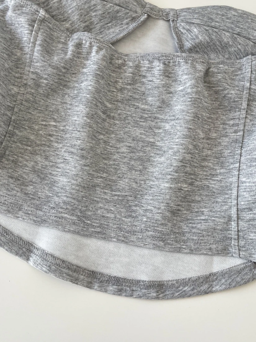 Foamlina gris débardeur sans bretelles pour les femmes mode été nœud sans manches coupe ajustée élastique haut court femme décontracté bustiers