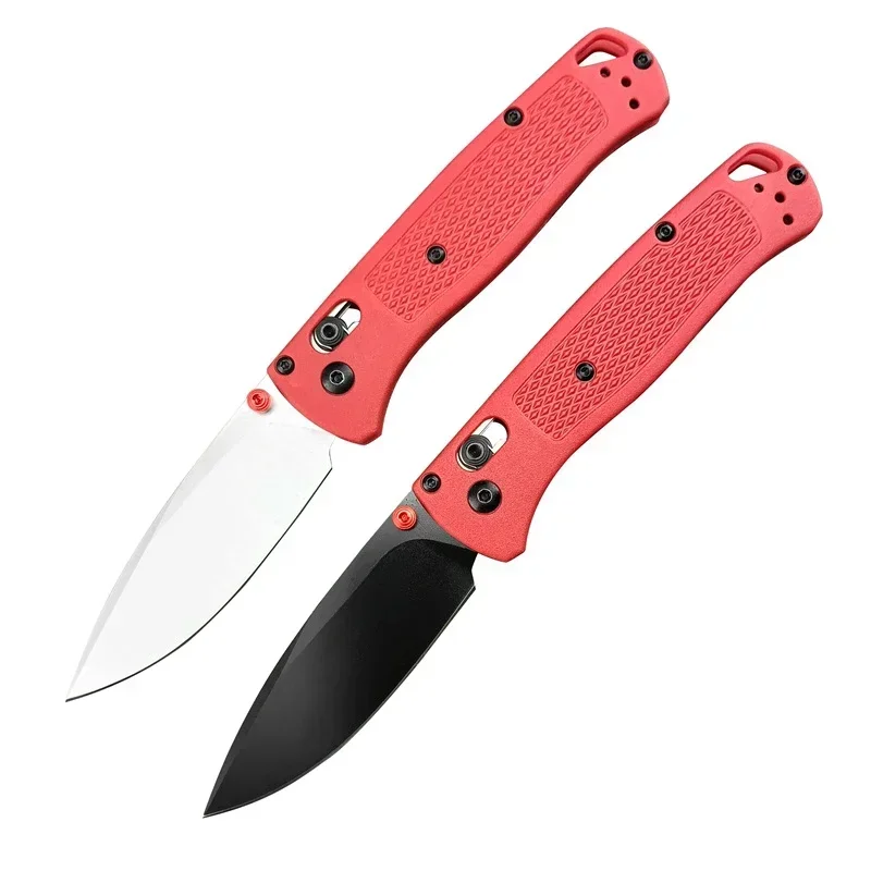 BM 535 Red Nylon Fiber Handle Pocket Folding Knife 440C Blade Portable Camping Outdoor Hunting Kitchen Multifuctional Tool Knife