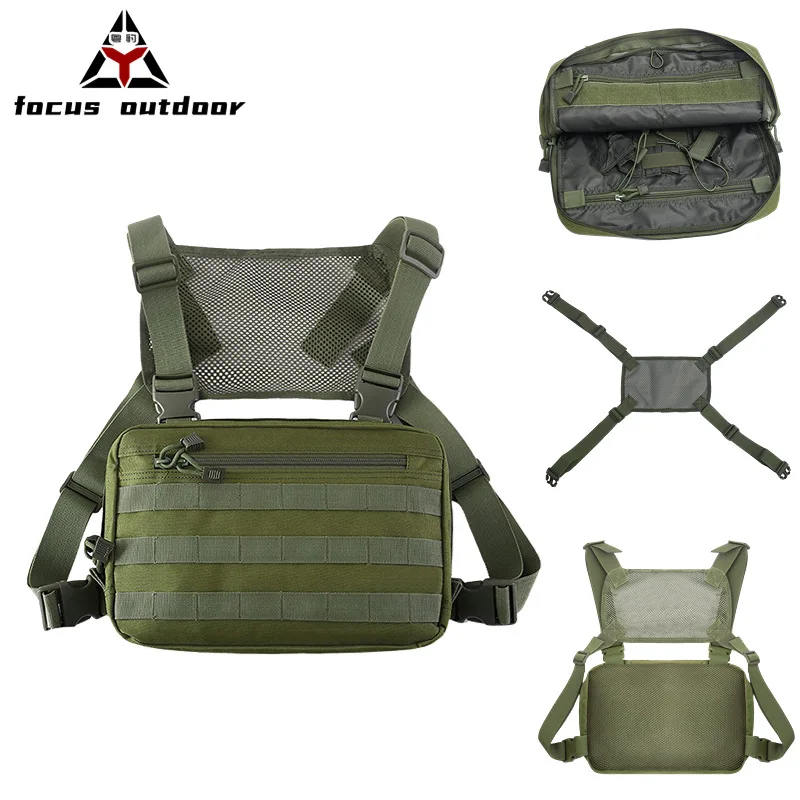 Outdoor sports tactical chest bag for men, multi-functional, practical, convenient, mesh breathable, large-capacity chest bag
