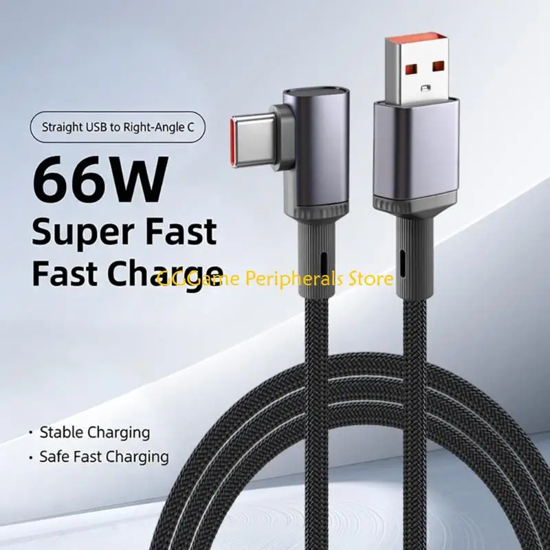 U55B Type C Charging and File Transfer Cable, 66W Woven USB-A Cord for Car, Desk and Backup Battery Use in Daily Charging