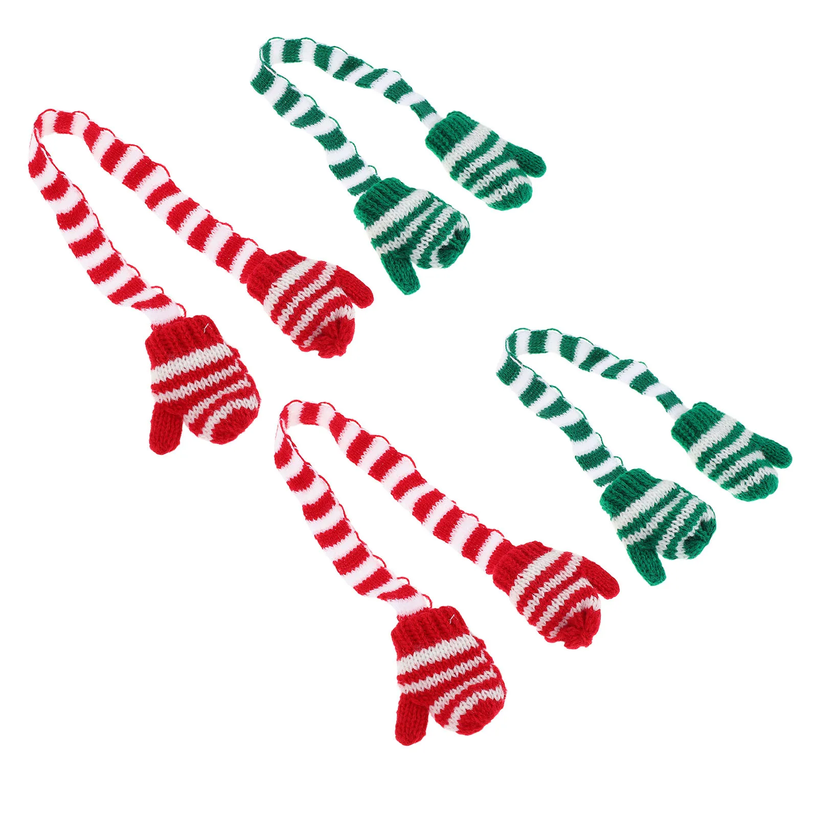 4 個のミニクリスマスミトン Bjd 用、ニット手袋、ミトン、ベビー冬用アクセサリー、ホリデードレスアップ服、リボーン