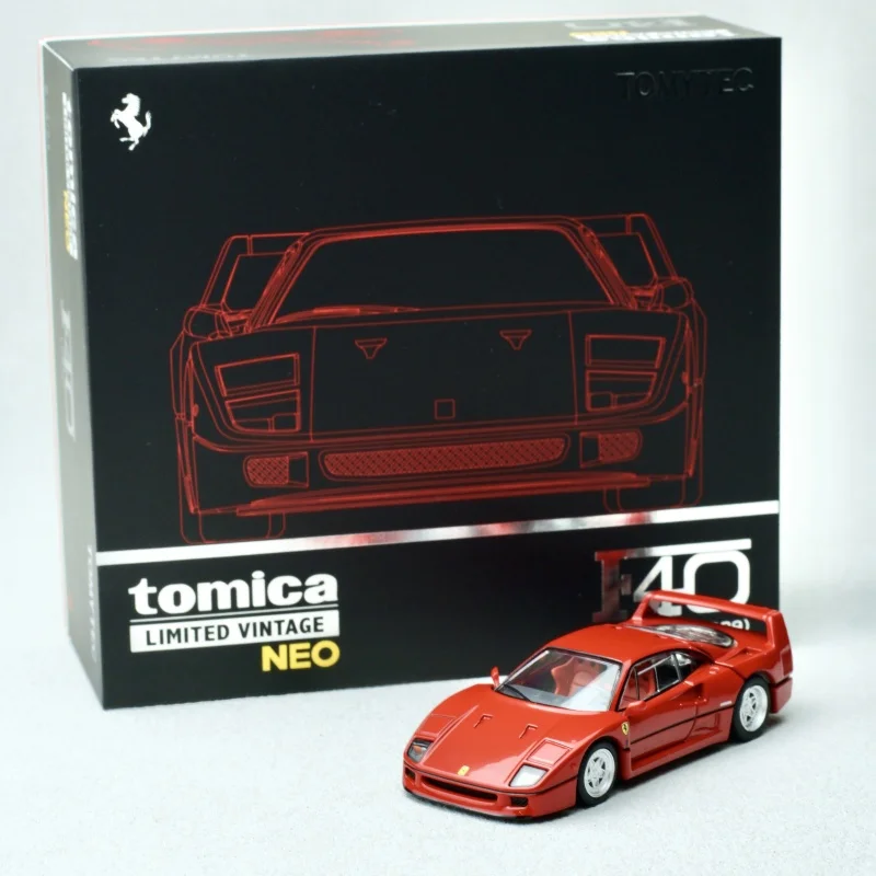 TAKARA TOMY TOMYTEC TLV en stock, modelo F40 1989 a escala 1:64, coche de simulación en miniatura de aleación fundida a presión, adornos para adultos, juguetes para niños