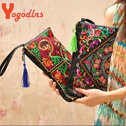 Yogodlns Ethnic Style Embroidered Handbag Female Fashion Shopping Clutch Purse Vintage Envelope Bags Designer Lady Wallet Bolsa