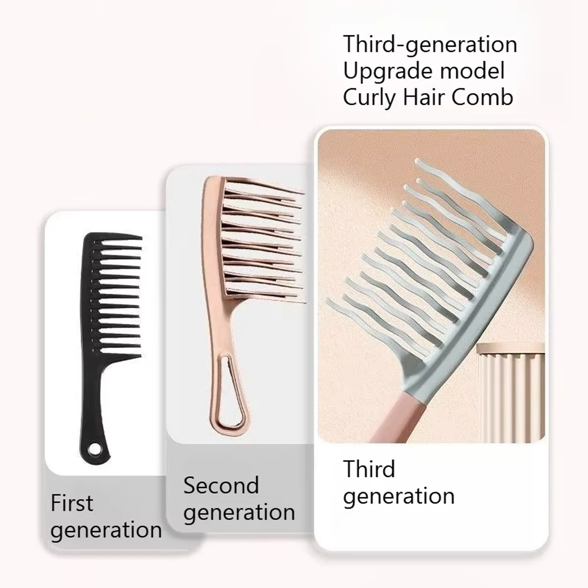 1pc Double Row Wavy Tooth Curly Hair Comb Scalp Massage Comb Fluffy Comb Curly Hair Management, Elegant Hair Care