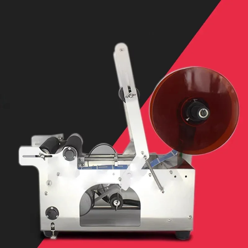 MT-50/MT-50C Máquina de rotulagem de garrafas redondas semiautomática, máquina de rotulagem de aço inoxidável, etiqueta autoadesiva, garrafa de plástico