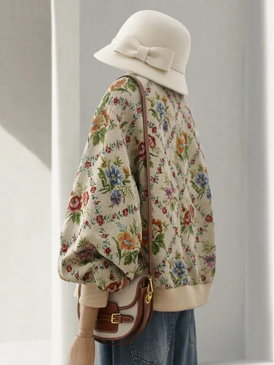 Veste d'extérieur de Baseball pour femmes, sensation rétro, peinture à l'huile brodée, Jaet, automne hiver, coupe droite, manteau ort