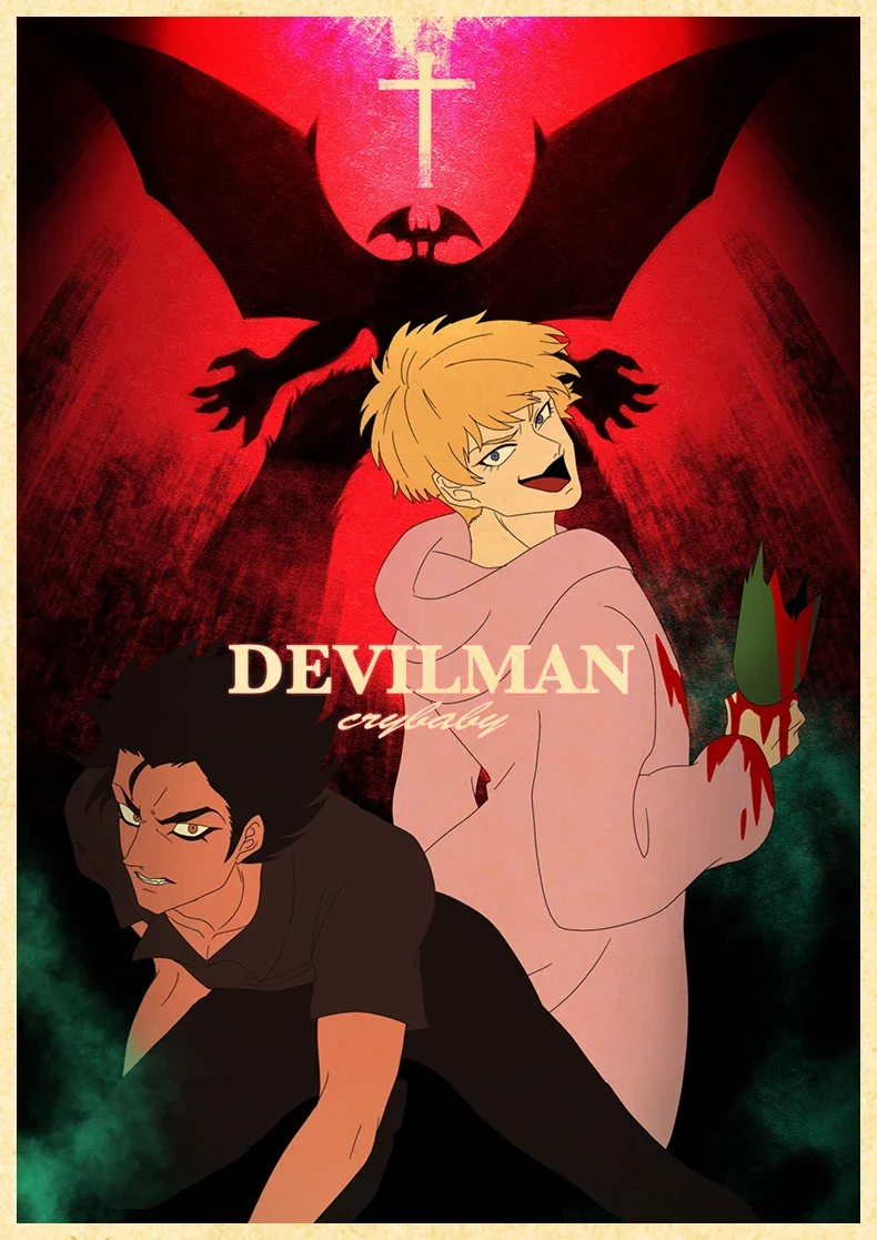 Devilman Crybaby Anime Poster, Kraft Paper Vintage Prints 4K High Quality, Home Interior Decoration Picture Art Wall Stickers