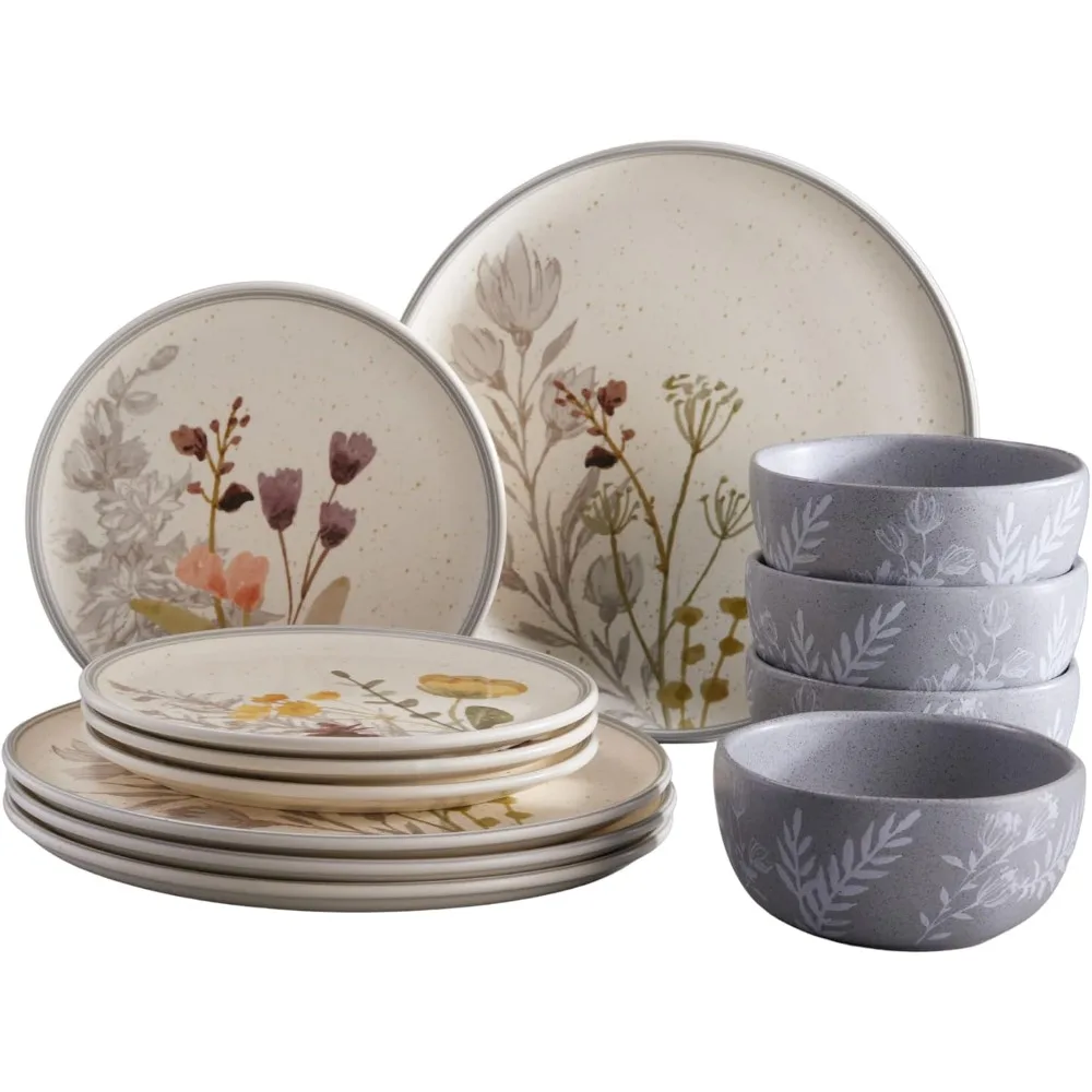 طقم أواني طعام سيراميك أنيق مكون من 12 قطعة من كورونا |   الأطباق والأوعية |   تخدم 4 |   اناستازيا