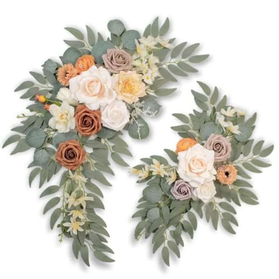 

Набор из 2 искусственных цветочных гирлянд для свадебного приветственного знака, цветочного декора и свадебных табличек для церемонии, банкетного стола, дома