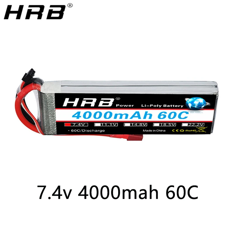 HRB Lipo Battery 2S 7.4V 4000mah 60C For RC Car Truck Monster Boat Drone RC Toy XT60 T EC3 EC5 XT90 XT30