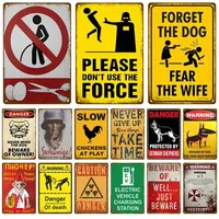 Metal Sign Decorative Wall Plate Kitchen Plaque Metal Vintage Decor Accessories Danger Retro Tin Sign Poster Warning Wall Poster