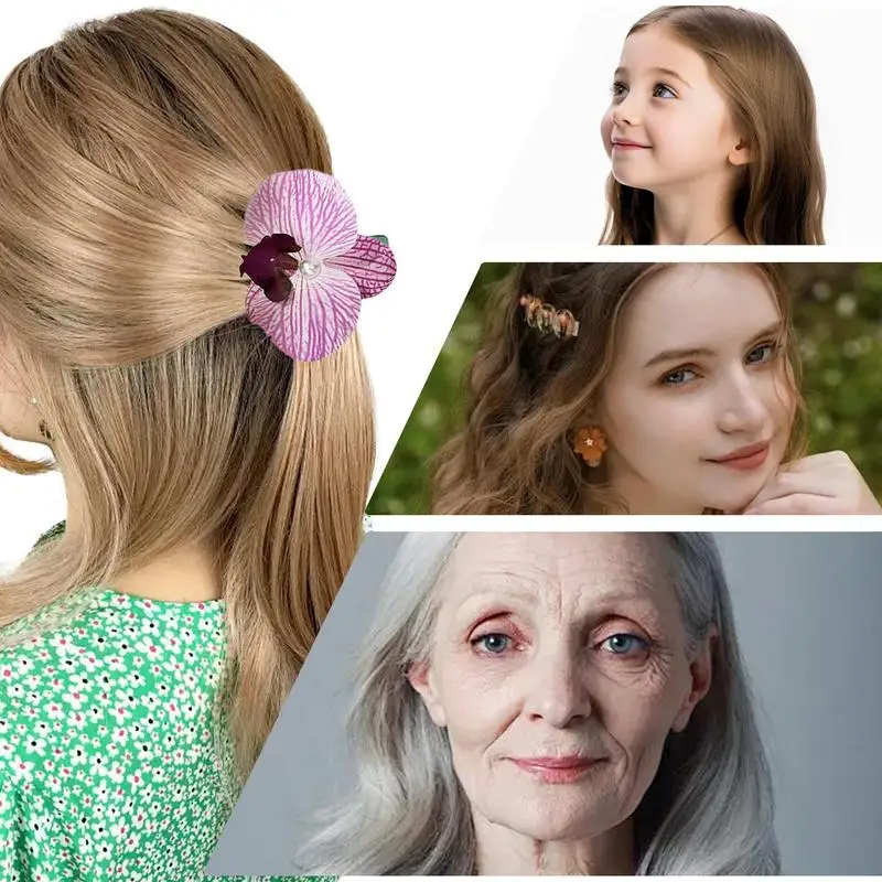 คลิปดอกไม้สำหรับผมดอกลีลาวดีที่หนีบผมรูปดอกไม้เครื่องประดับผมผมดอกไม้เทียมหรูหรา