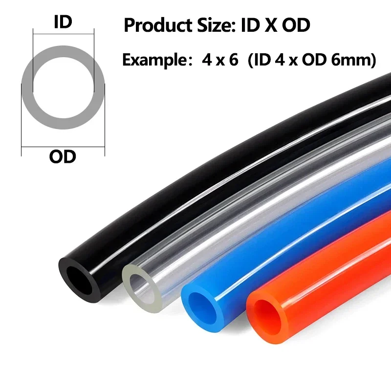 1m - 10m High Pressure PU Pneumatic Hose Plastic Tube ID 2/2.5/3/4/6.5/8/10/12/14/16mm Air Hose Pneumatic Tube Polyurethane Pipe