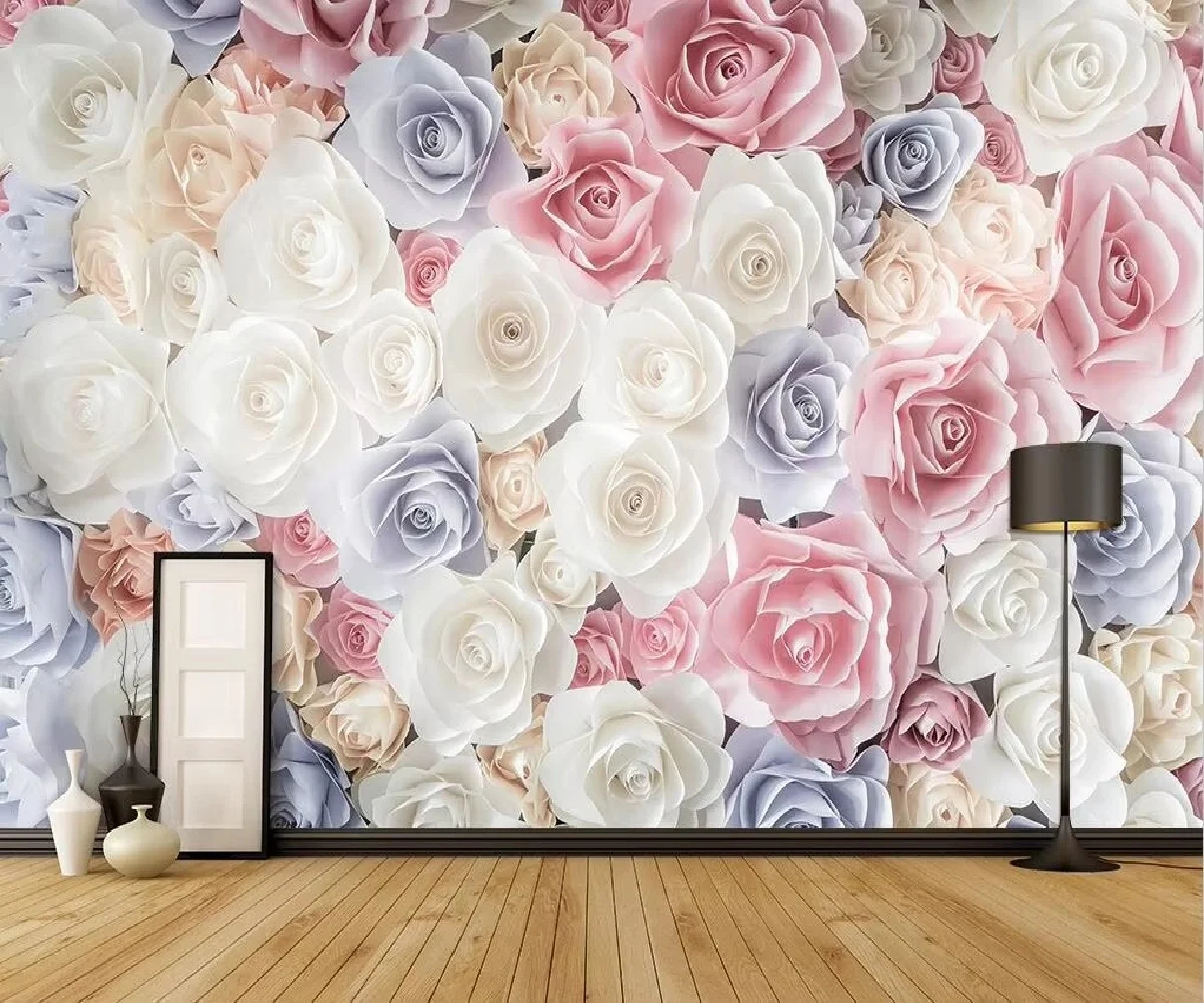 Custom Wallpaper photo Nordic Modern Pink Rose TV Background Wall Painting Home Decor Living Room Bedroom Murals 3D Wallpaper