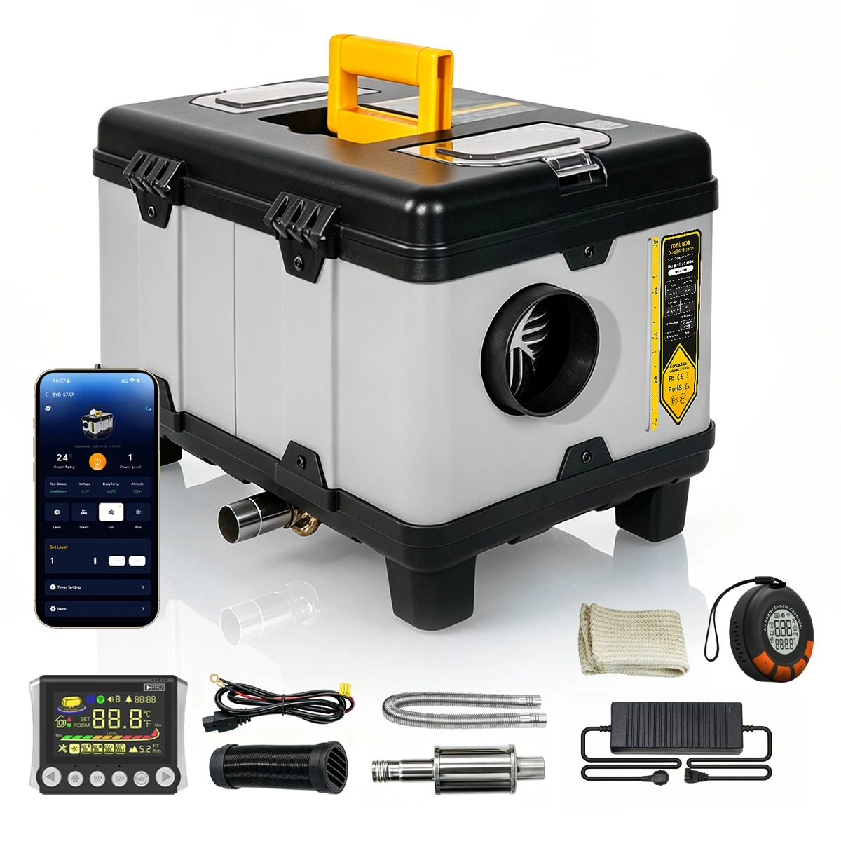 TB10PRO 8KW Diesel Luchtverwarmer 12V 24V 240V Auto Thermostaat Standkachel Met Bluetooth APP en CO Monitor voor Auto, Huis en Camper