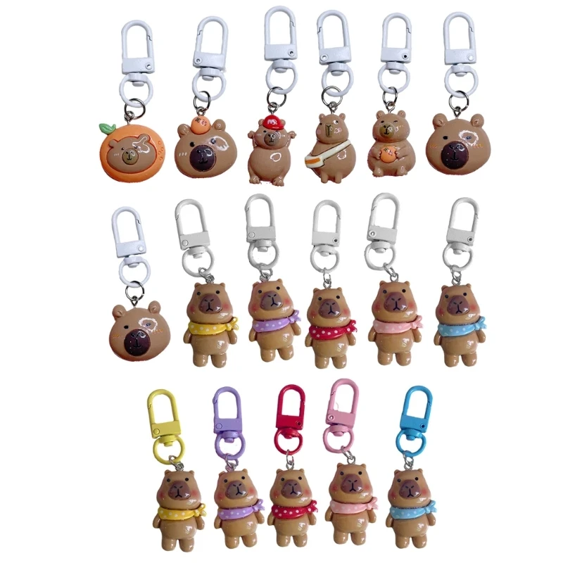 Adorable Capybara Keychain Charm Keyring Phone Anti-lost Lanyard Ornament