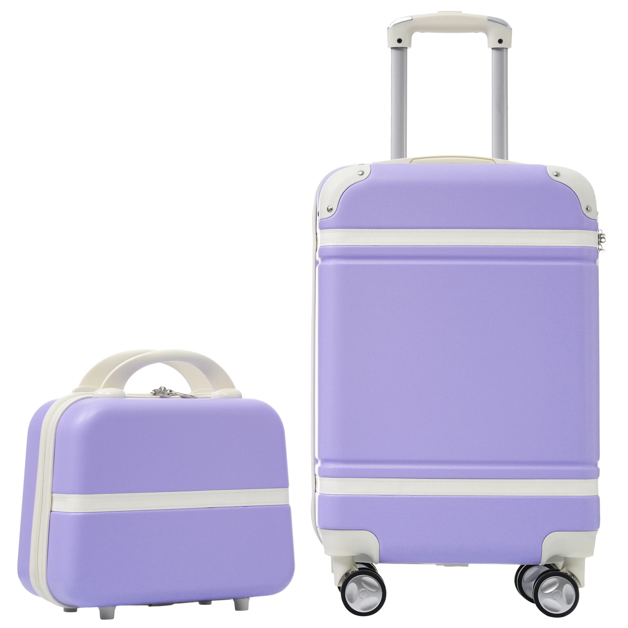 20 IN Hardside Luggage with Cosmetic Case , 2 Piece Lightweight Suitcase Set with Spinner Wheels, Carry on Vintage Luggage