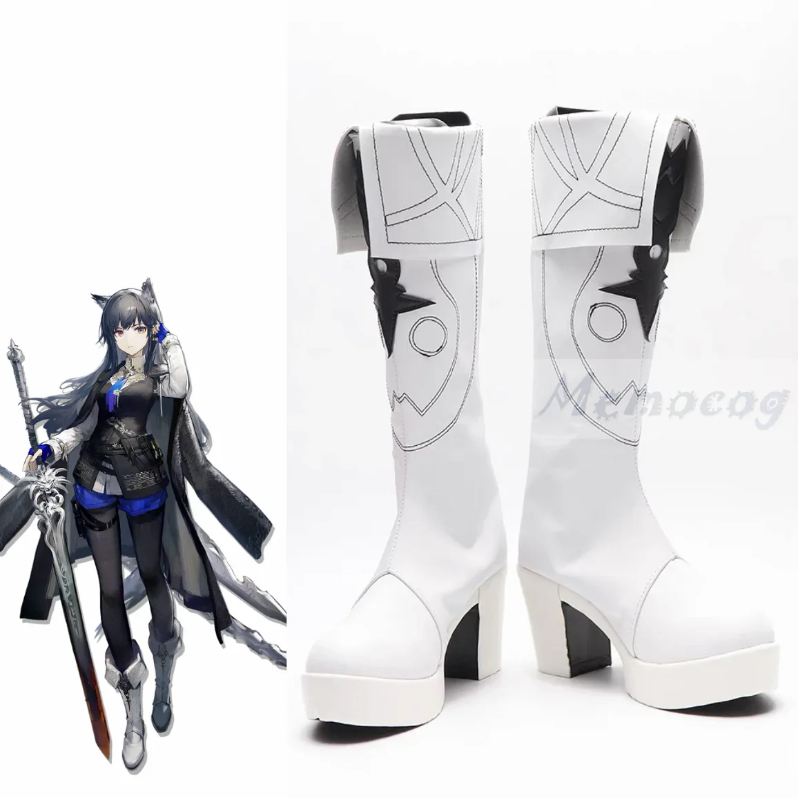 Anime Arknights Texas The Omertosa Cosplay Shoes White Boots Halloween Cosplay Texas Prop Custom Made Boots