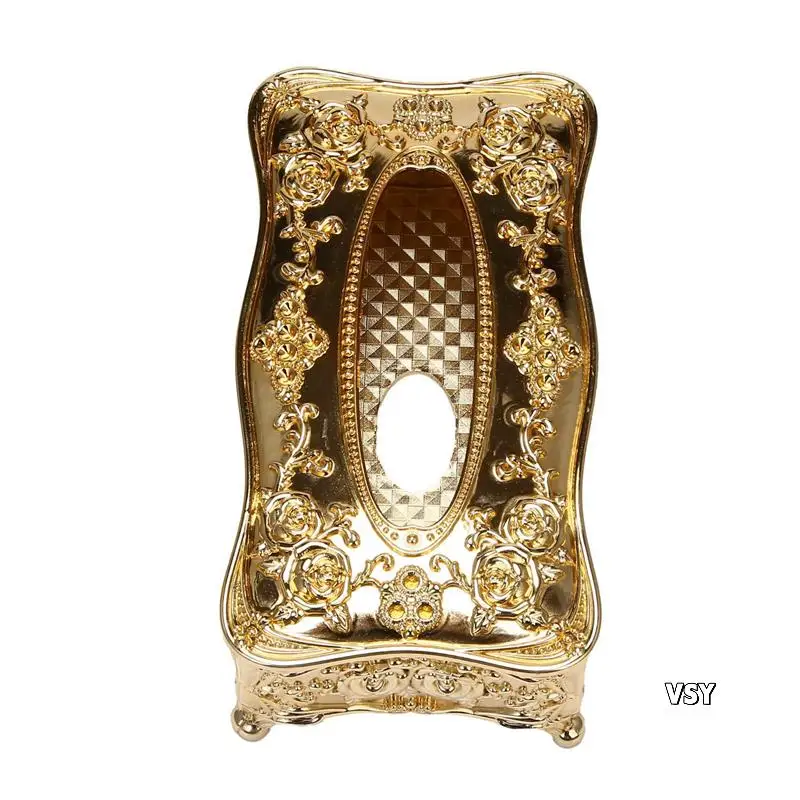 

3X Gold Acrylic Tissue Box Hotel Restaurant Napkin Holder Household Tissue Box