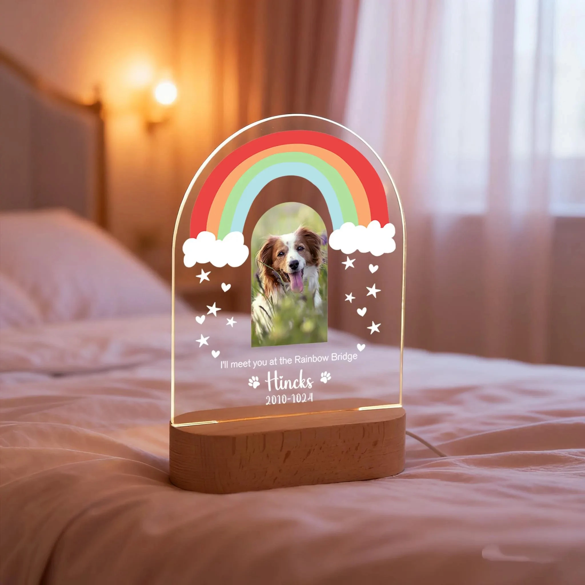 إطار مخصص متعدد الصور لمحبي الكلاب هدية مثالية لتحقيق ذكريات كلبك لتزيين غرفة إطار صور أكريليك مضاء بإضاءة LED #2