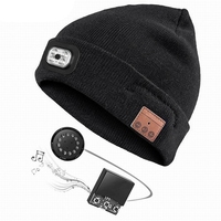 For Shoveling Snow Riding Winter Warm Bluetooth Head Light Lamp Hat Beanie With LED Music Cap Speakers & Mic Earbuds Durable B