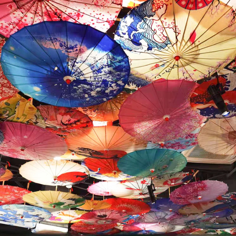 New 70/82cm Chinese Style Cloth Oil Paper Umbrella Dance Photography Props Flower Art Parasol Wedding Campus Decoration Umbrella