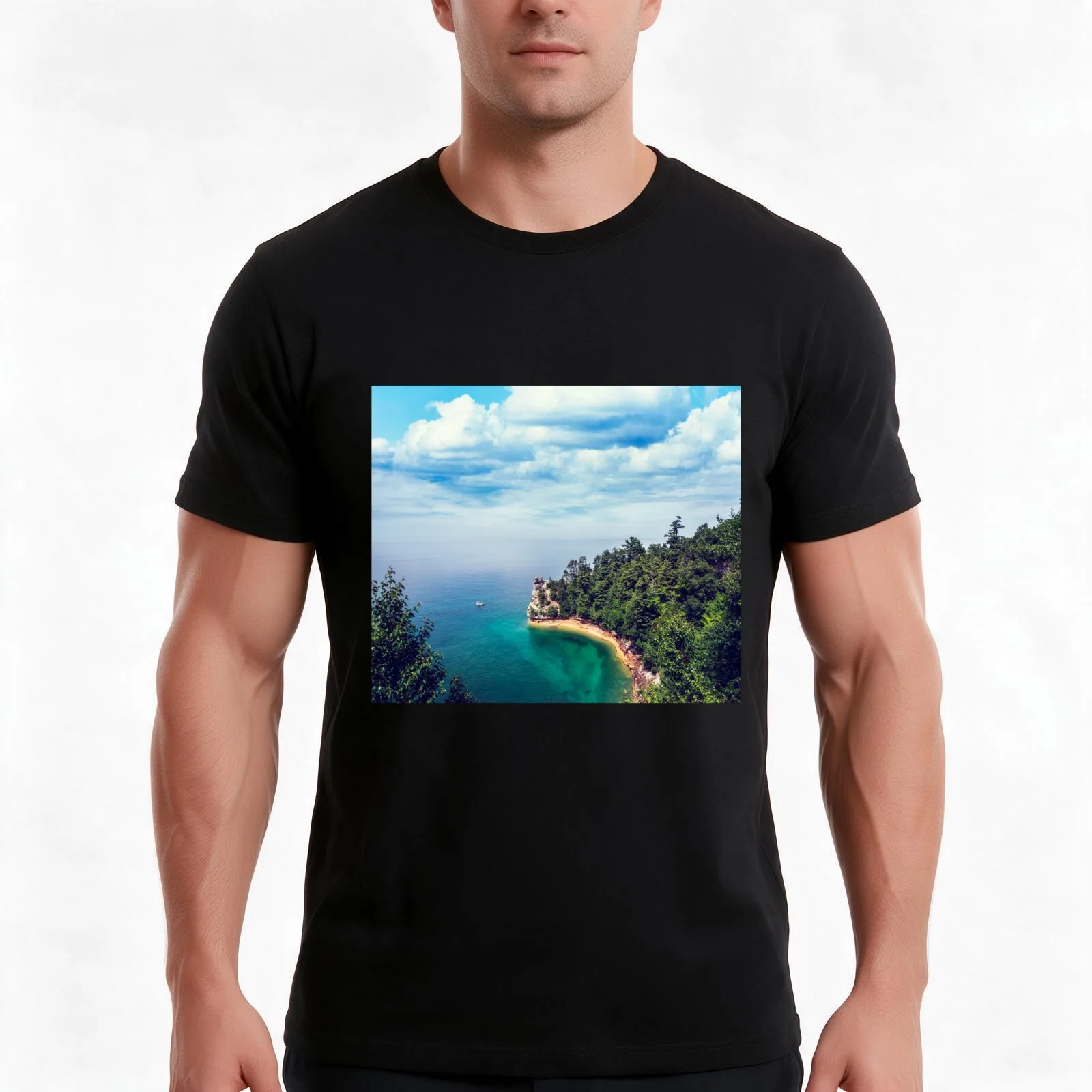Miners Castle rock formation T-Shirt, Summer Casual Cotton Tee, Oversized Streetwear Tops, Vintage Graphic Print, 100% Cotton