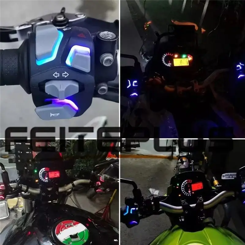 A67K-7/8'' 22Mm Universal Motorcycle Handlebar Switch Horn Start Button With LED Switch With Turn Flash Light Signal White