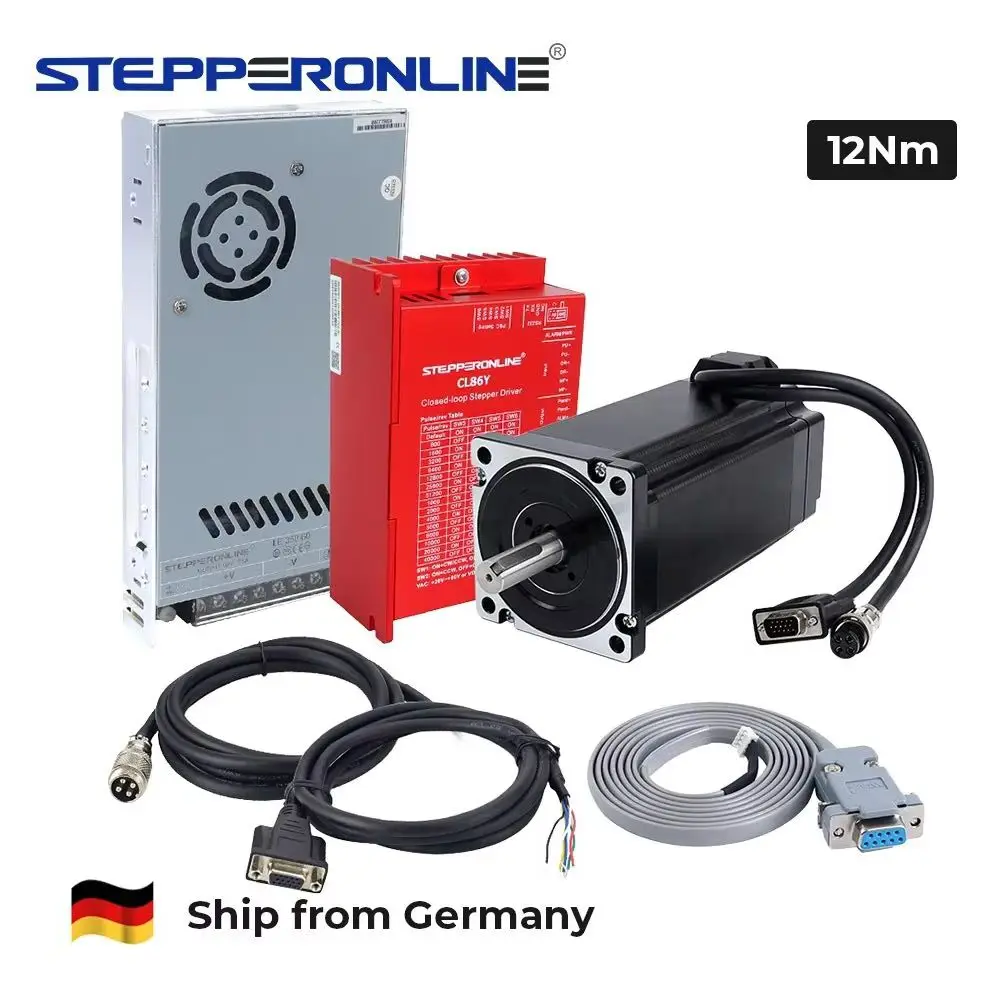 STEPPERONLINE Expédition UE Moteur pas à pas à boucle fermée 1 axe Nema34 12 Nm et Driver Servo CL86Y V2.0 Moteur Nema34 avec câbles Kit CNC