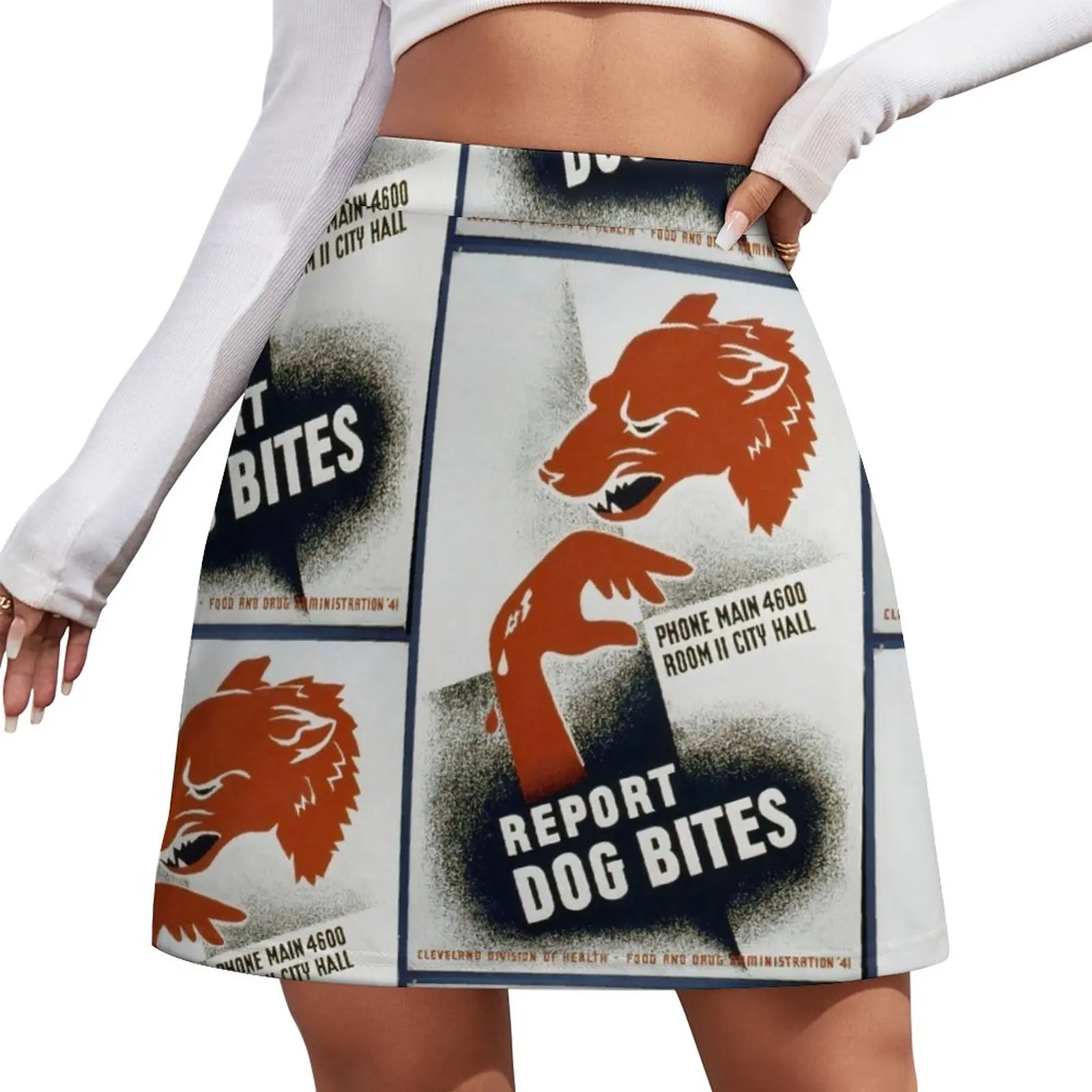 

Vintage Dog Bite Poster Mini Skirt girls skirt Skort for women summer skirts new in dresses