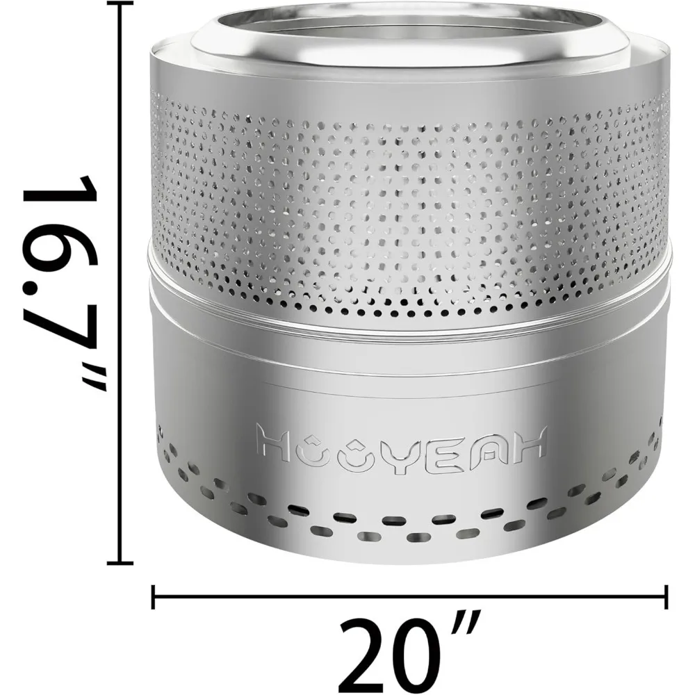 Бездымная яма для огня, сумка для хранения каминов из нержавеющей стали для кемпинга, костра для двора (20 дюймов)