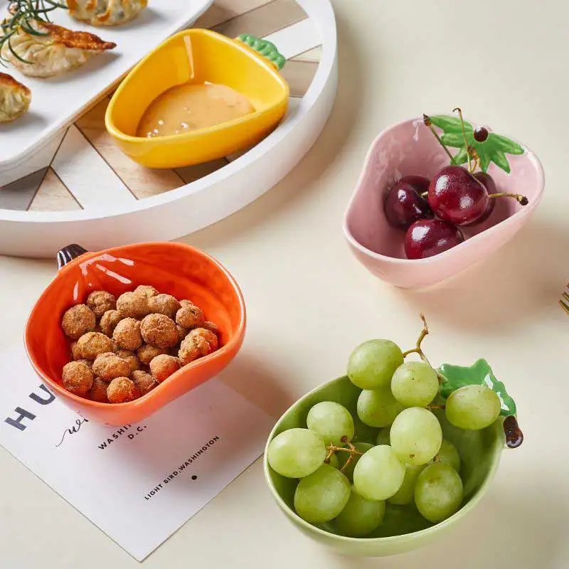 Cartoon Ceramic Small Dipping Seasoning Plate Household Cute Snack Dish Vinegar Soy Sauce Dishes Fruit Cold Vegetable Bowl