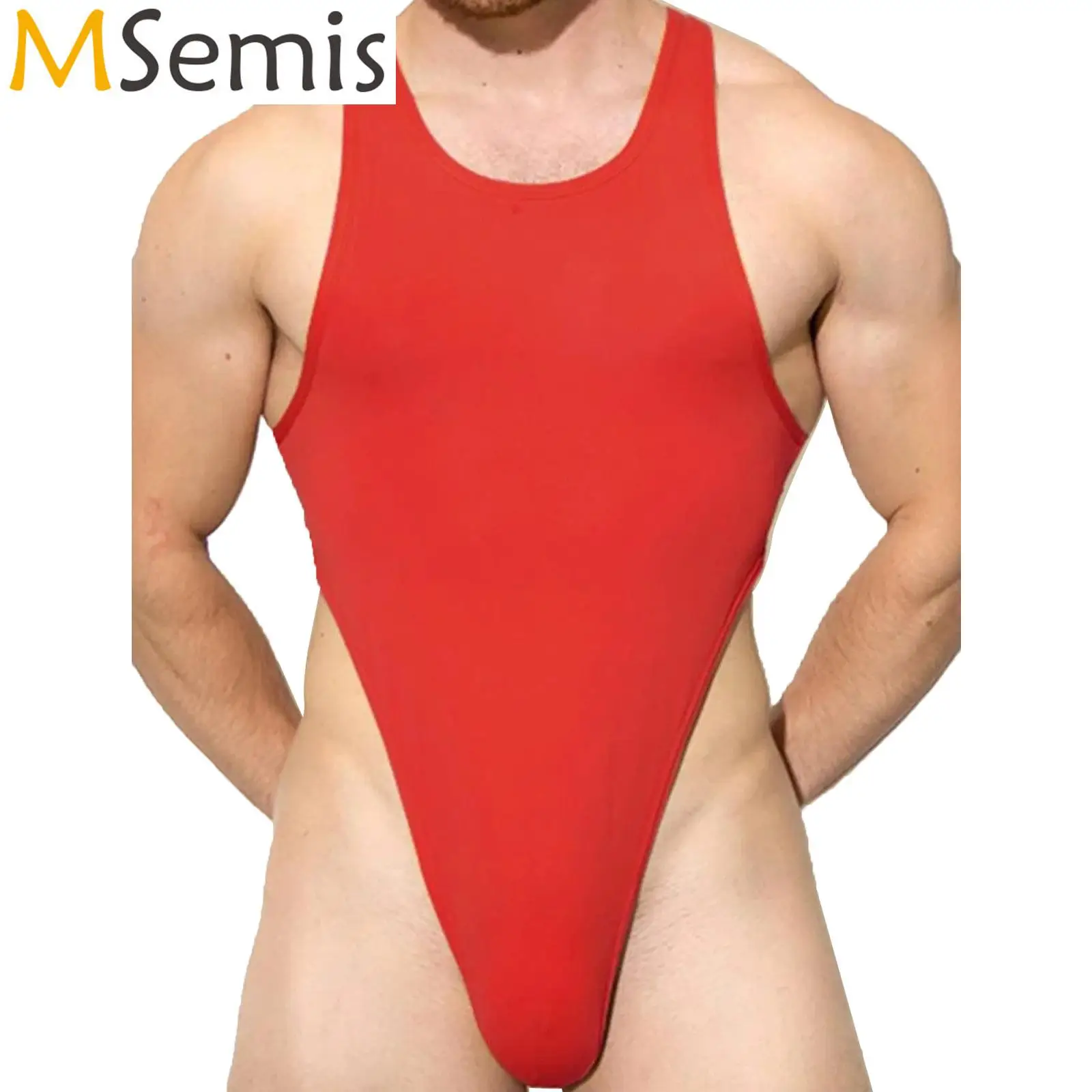 Mens Lingerie Sexy Cross Back Jumpsuit Sports Workout Gymnastics Wrestling Singlet Costumes Casual Sleeveless High Cut Bodysuit