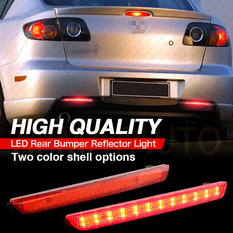 2PCS LED Car Rear Bumper Reflector Lights Dustproof Waterproof Tail Stop Running Lamps Brake Light for Mazda 3 AXELA 2004-2009