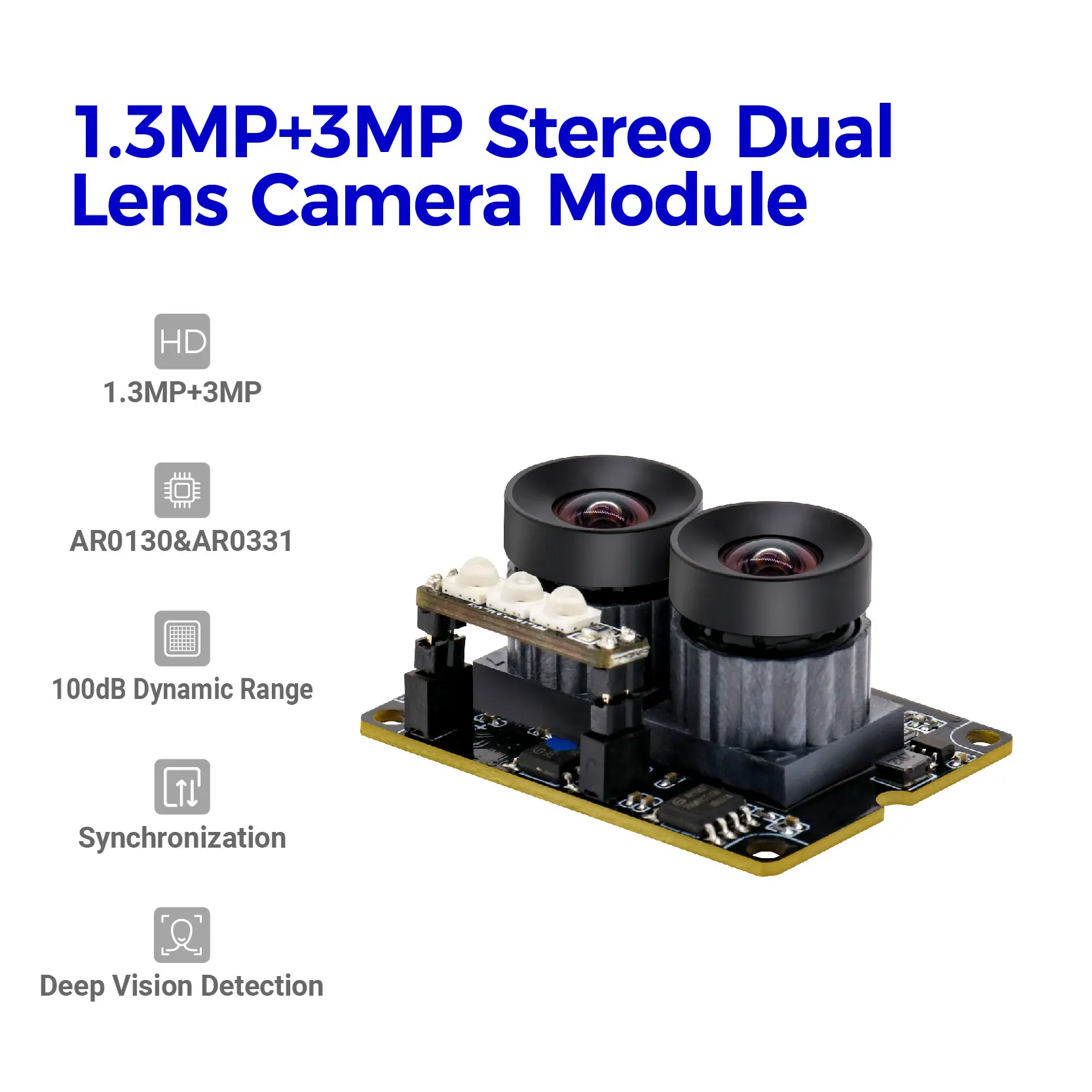 HDR 3MP 1.3MP UVC OTG 89degree Wide Angle Small Distortion Dual Lens usb Camera Module M12 for Accurate Facial Detection