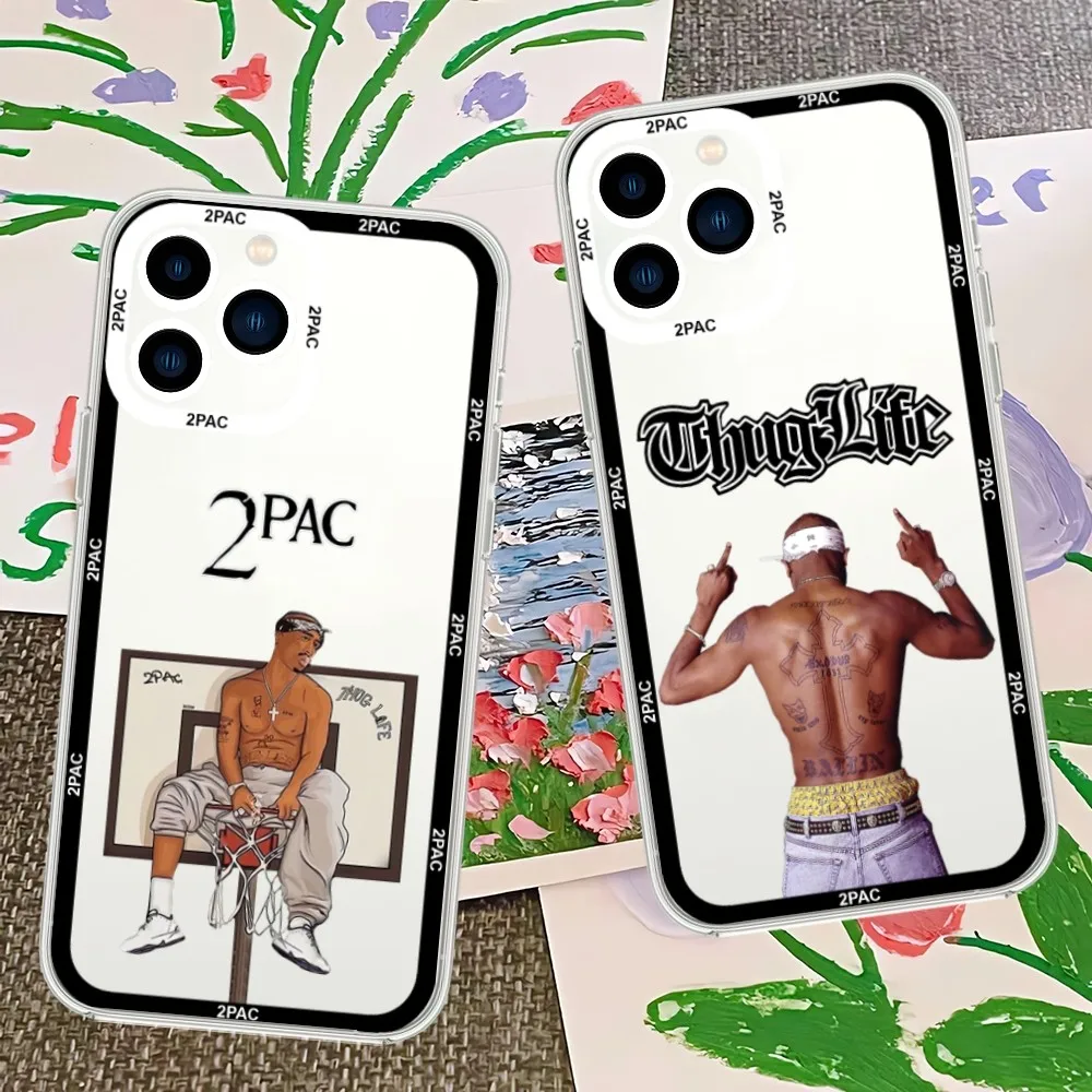 

Rapper 2Pac Tupac Shakur Phone Case For iPhone 13 14 15 Mini 11 12 Pro Max Transparent Shell