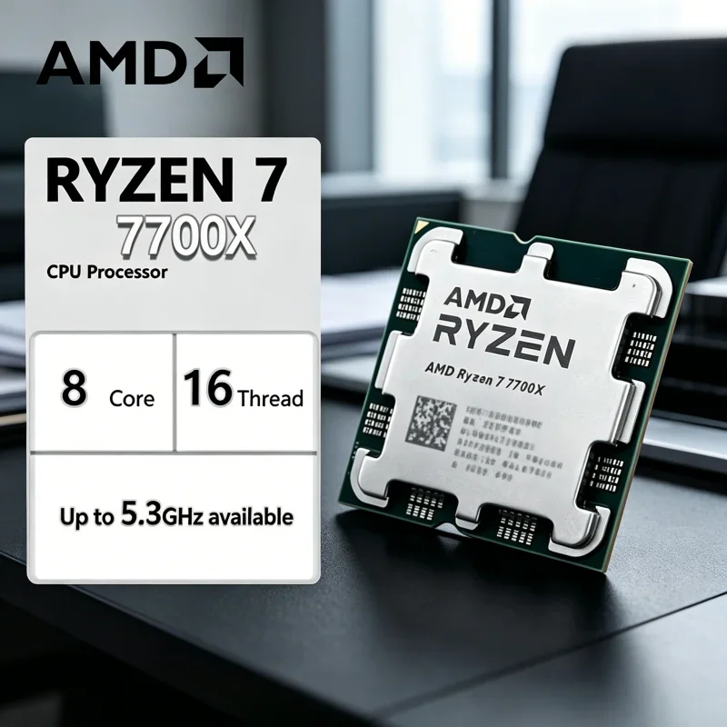 

Loose Desktop Chip AMD Ryzen 7 7700X Unlocked Gaming CPU 8-Core 16-Thread 5.3GHz AM5 Socket Provided Without Package