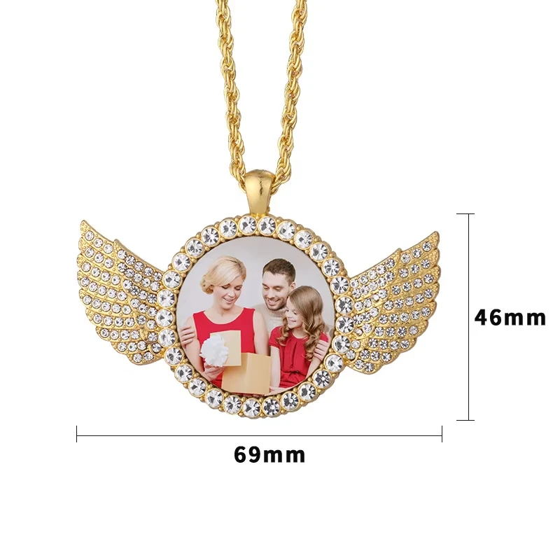 Personalisierte Foto-Engelsflügel-Halskette, Individueller Bildanhänger mit Tenniskette, Unisex-Erinnerungsschmuck für Männer & Frauen – Detail 7