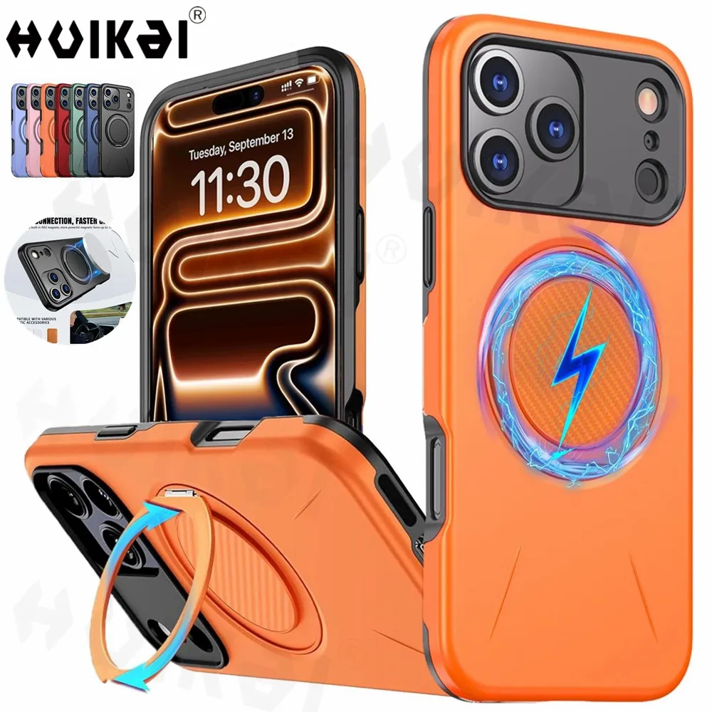 Ringhalter-Hülle für iPhone 17 Pro Max 17 Pro 16 Pro Max mit Ständer, doppellagig, magnetisch, stoßfest, Schutzhülle