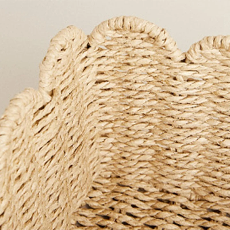 Scalloped Edge Basket, Paper Rope Storage Baskets, Hand Woven Baskets For Shelves,Natural Baskets For Organizing